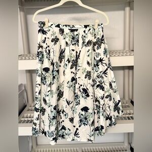 Jason Wu Floral Print Knee Length Skirt Ruffle Embellishment Slit Pockets Size 8
